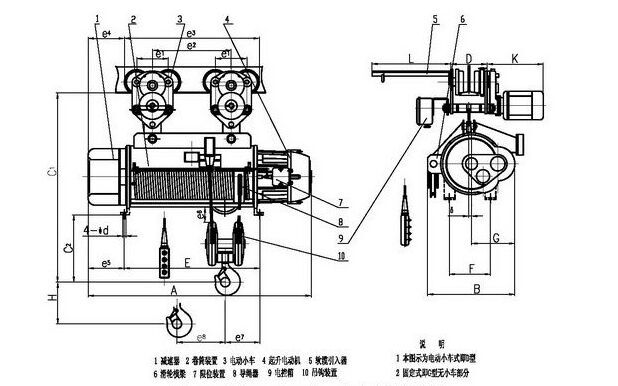 钢丝绳电动葫芦结构图